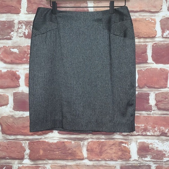 Anne Klein Skirt Women's Size 8 Dark Gray Herringbone Office Work Career Zip Up - Picture 1 of 8